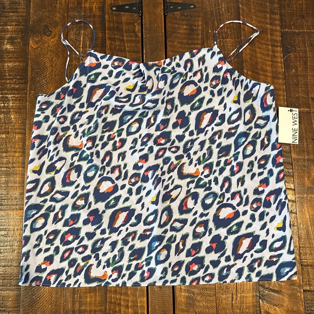 Nine West Multicolor Leopard Print Cami Blouse XL NWT